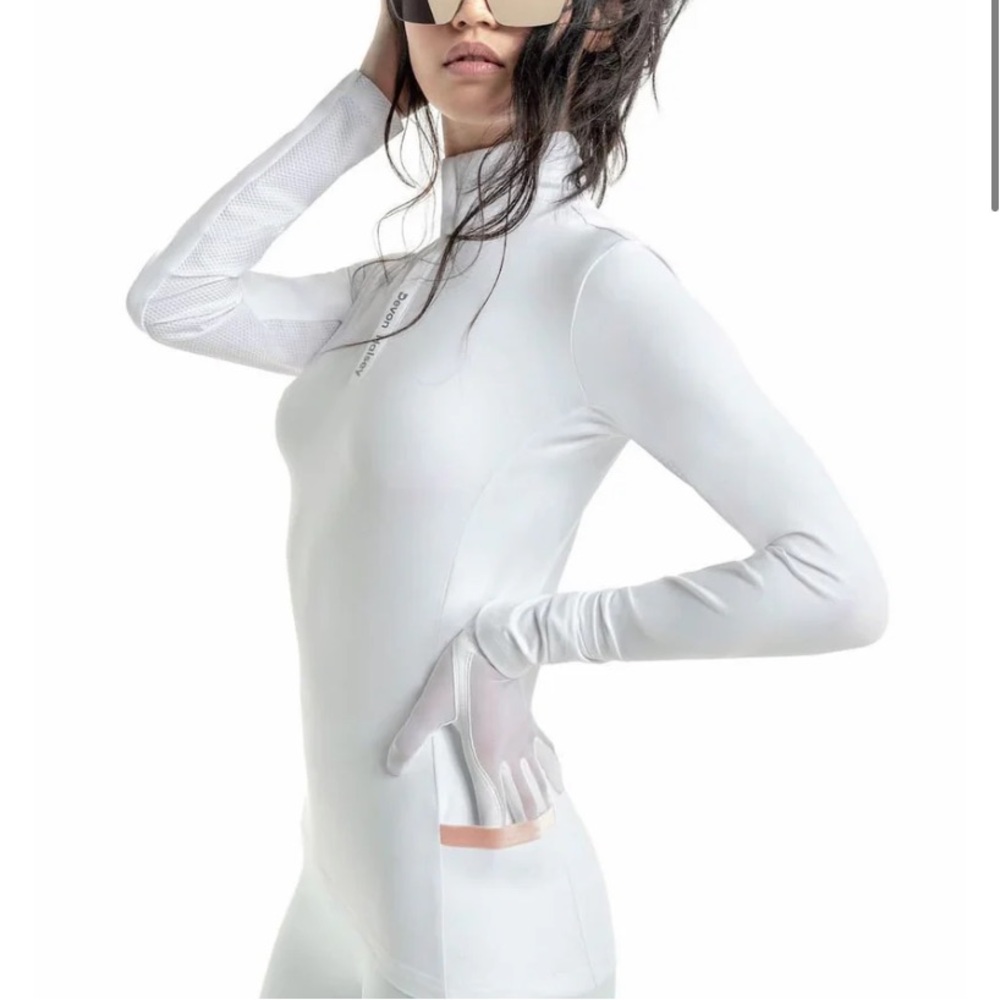 Devon Halsey White Long-Sleeve Mock Top